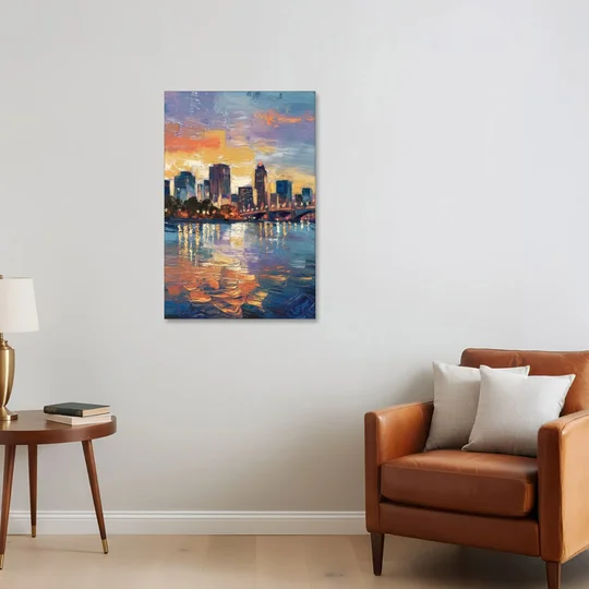 Baton Rouge Riverfront Beauty - Canvas Wall Art - Sofa - 24x36