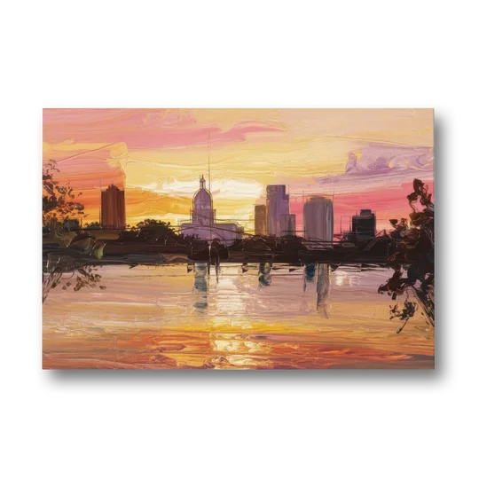 Baton Rouge Skyline Sunset - Canvas Wall Art - Front