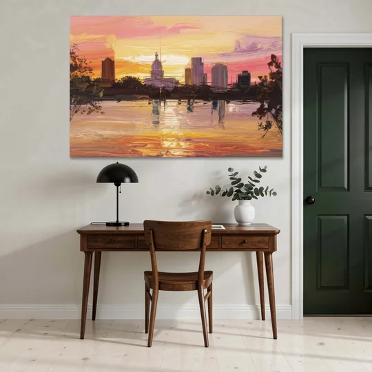 Baton Rouge Skyline Sunset - Canvas Wall Art - Office - 60x40