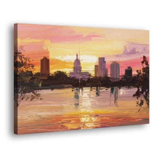 Baton Rouge Skyline Sunset - Canvas Wall Art - Side