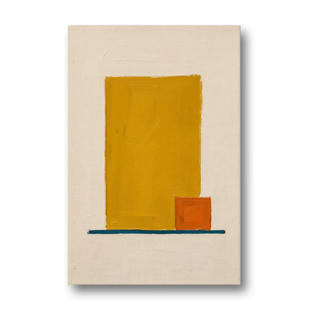 Bauhaus Wall Art with Yellow Block and Orange Square - Canvas Wall Art - Front