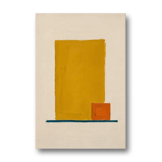 Bauhaus Wall Art with Yellow Block and Orange Square - Canvas Wall Art - Front