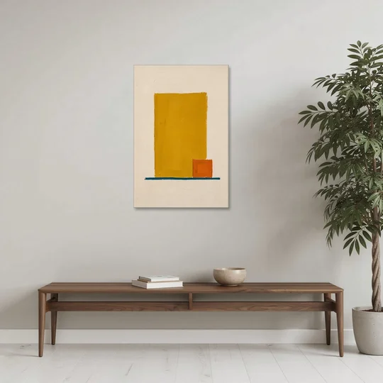 Bauhaus Wall Art with Yellow Block and Orange Square - Canvas Wall Art - Coffee Table - 24x36