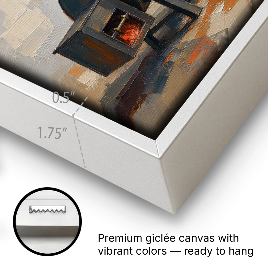 BBQ Decor Low and Slow Offset Smoker - White Framed Canvas Wall Art - Gallery Wrap Corner