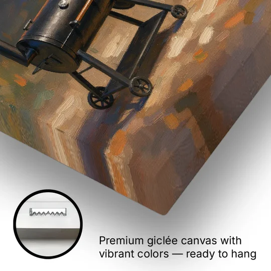 BBQ Painting Smoker Puffing at Dusk - Canvas Wall Art - Gallery Wrap Corner