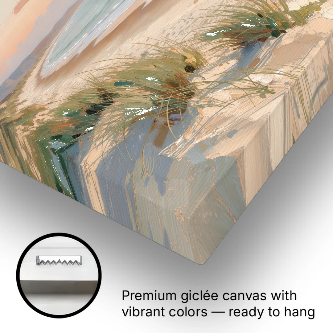 Beach Landscape Painting at First Light - Canvas Wall Art - Gallery Wrap Corner