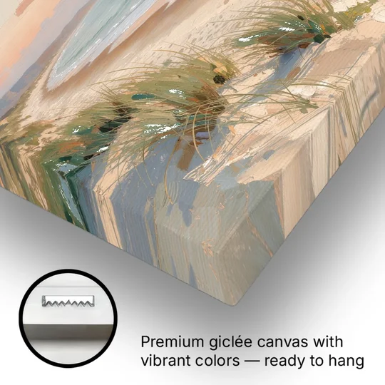 Beach Landscape Painting at First Light - Canvas Wall Art - Gallery Wrap Corner