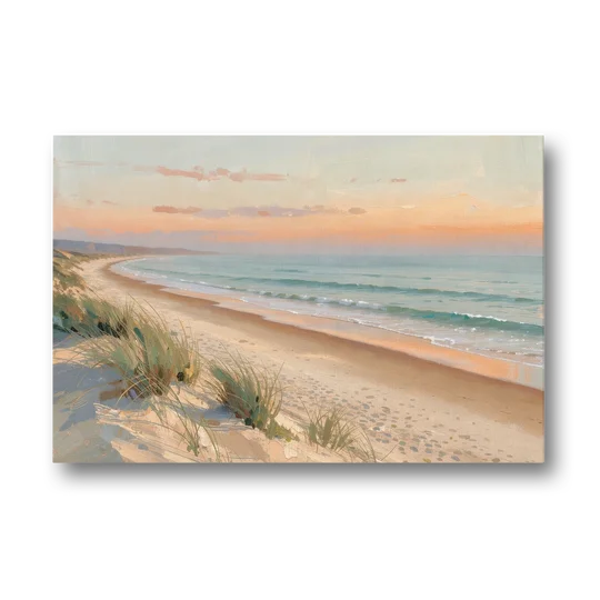 Beach Landscape Painting at First Light - Canvas Wall Art - Front