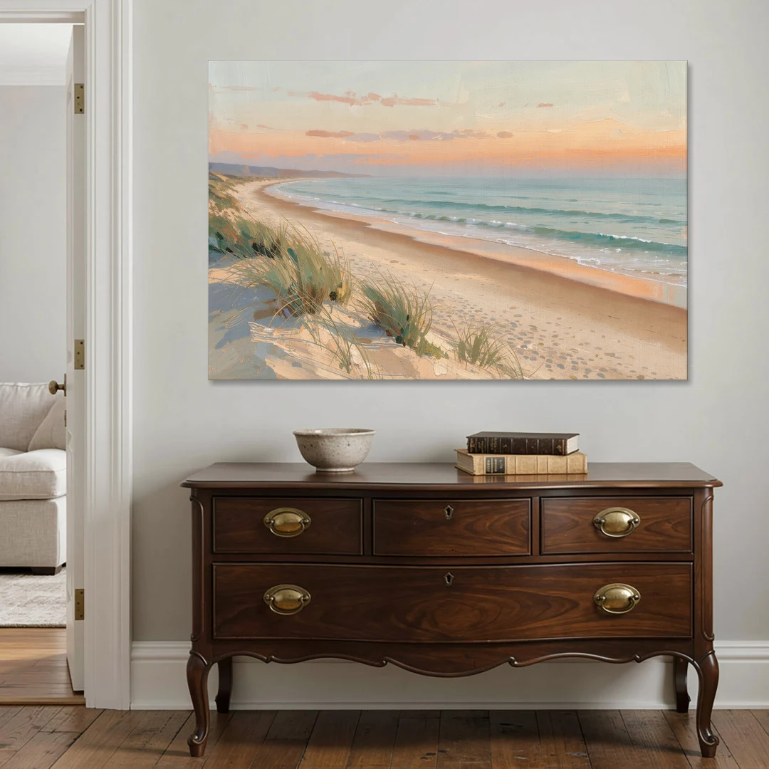 Beach Landscape Painting at First Light - Canvas Wall Art - Coffee Table - 60x40