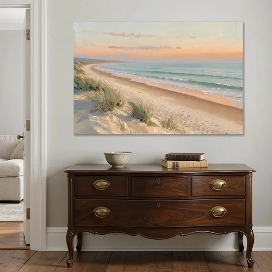 Beach Landscape Painting at First Light - Canvas Wall Art - Coffee Table - 60x40