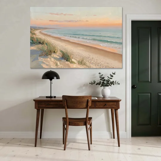 Beach Landscape Painting at First Light - Canvas Wall Art - Office - 60x40