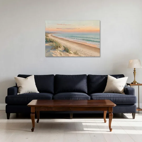 Beach Landscape Painting at First Light - Canvas Wall Art - Sofa - 36x24