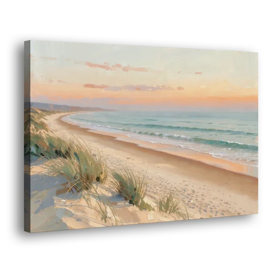 Beach Landscape Painting at First Light - Canvas Wall Art - Side