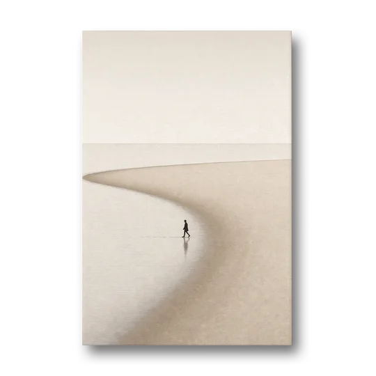 Beach Minimalist Art of a Lone Walker - Canvas Wall Art - Front