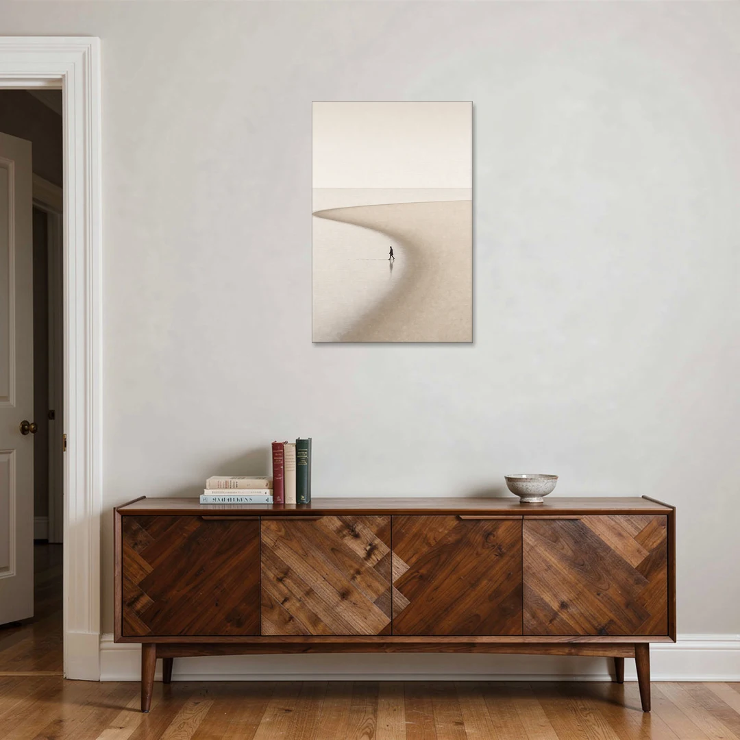Beach Minimalist Art of a Lone Walker - Canvas Wall Art - Coffee Table - 24x36
