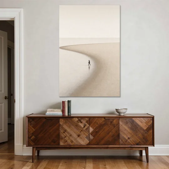 Beach Minimalist Art of a Lone Walker - Canvas Wall Art - Coffee Table - 40x60