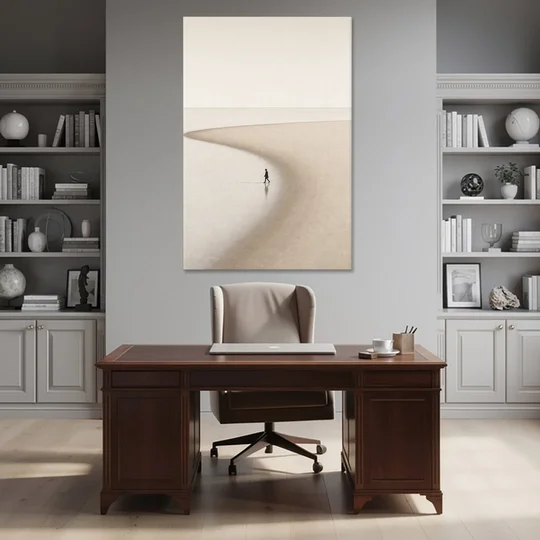 Beach Minimalist Art of a Lone Walker - Canvas Wall Art - Office - 40x60