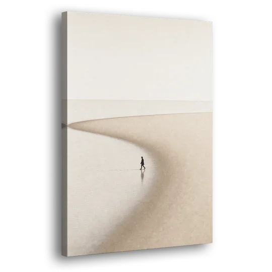 Beach Minimalist Art of a Lone Walker - Canvas Wall Art - Side