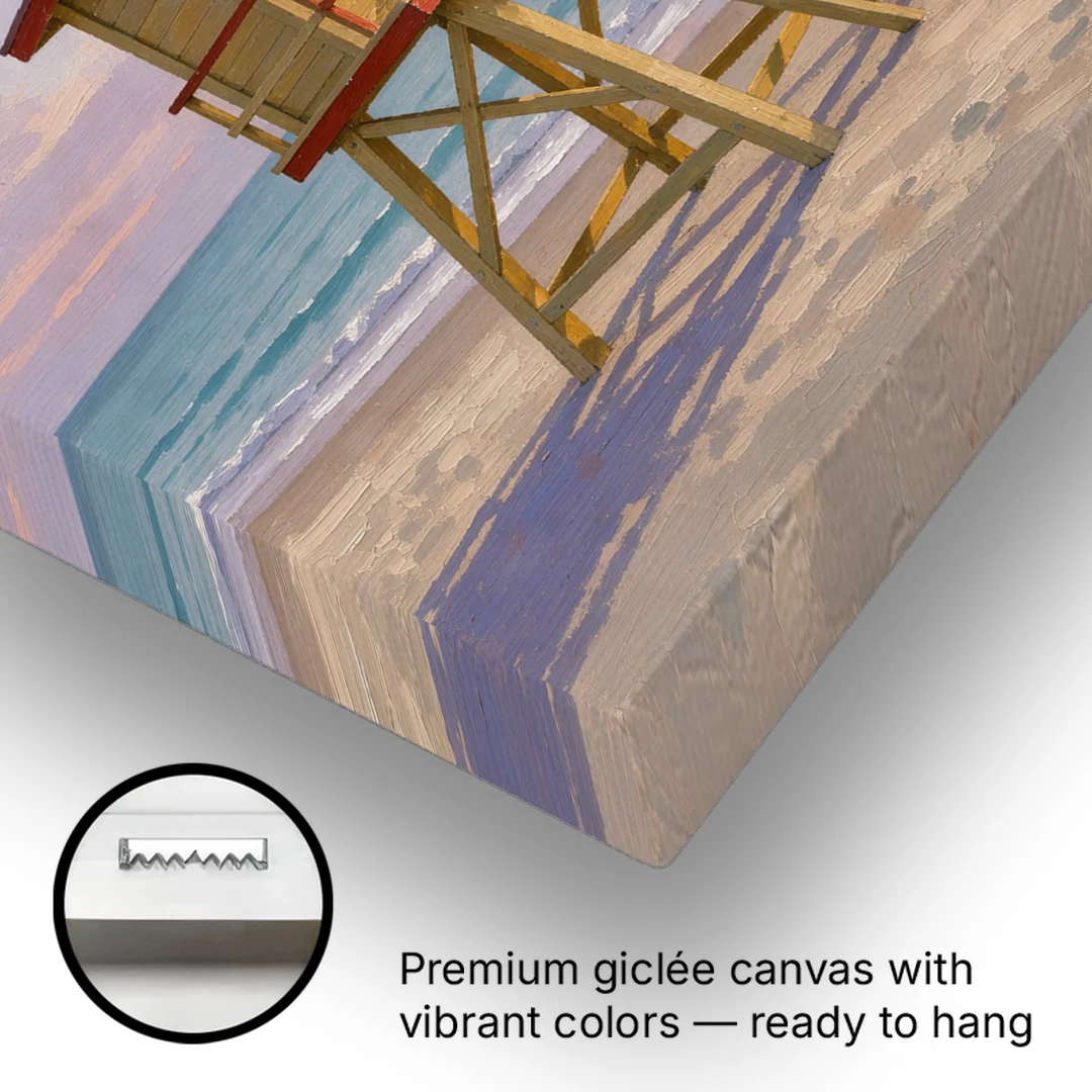 Beach Wall Art for Living Room with Lifeguard Stand - Canvas Wall Art - Gallery Wrap Corner