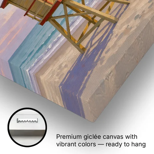 Beach Wall Art for Living Room with Lifeguard Stand - Canvas Wall Art - Gallery Wrap Corner