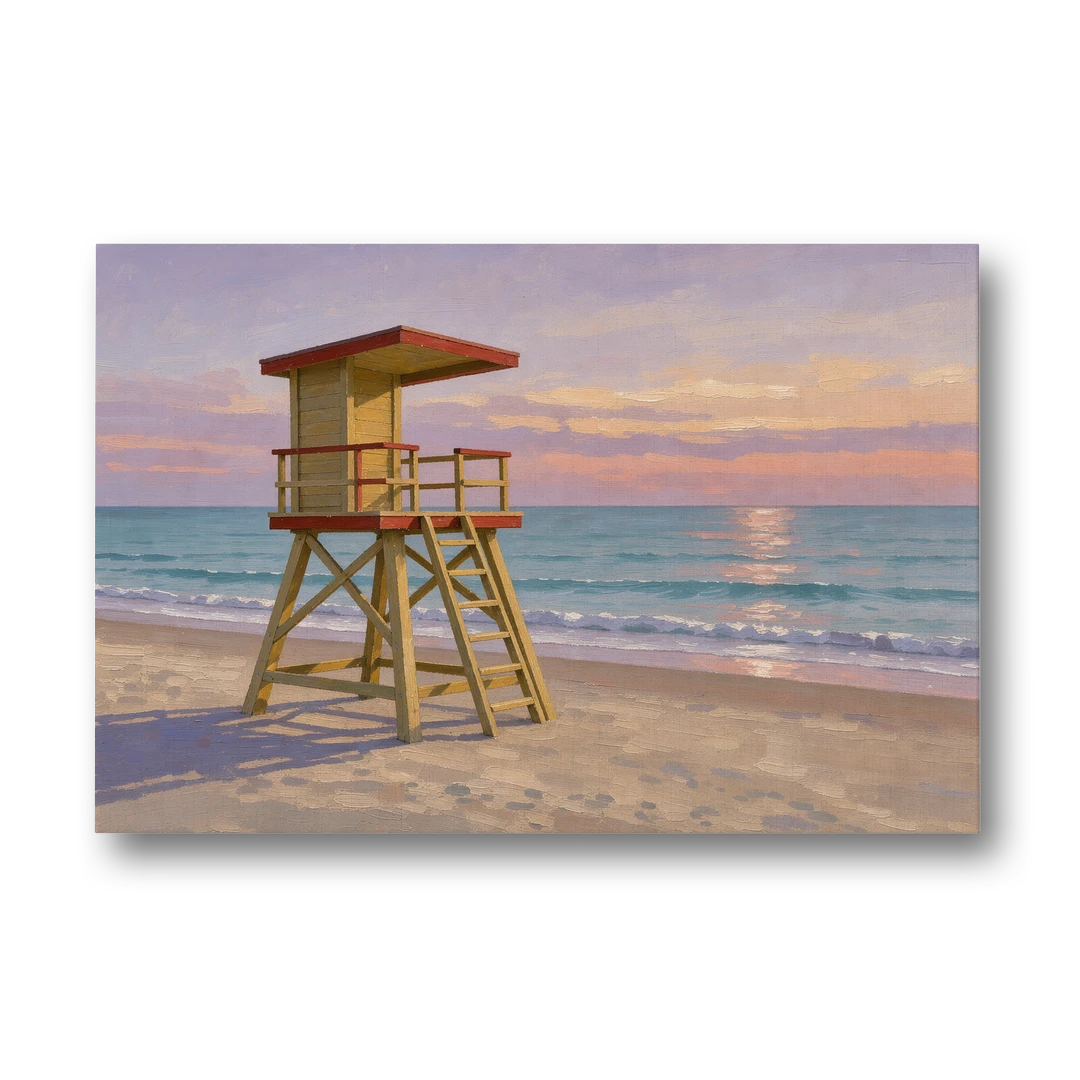 Beach Wall Art for Living Room with Lifeguard Stand - Canvas Wall Art - Front