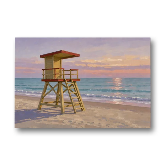 Beach Wall Art for Living Room with Lifeguard Stand - Canvas Wall Art - Front