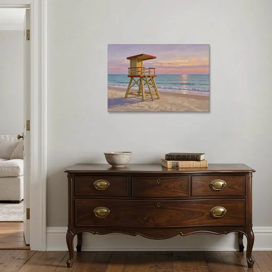 Beach Wall Art for Living Room with Lifeguard Stand - Canvas Wall Art - Coffee Table - 36x24