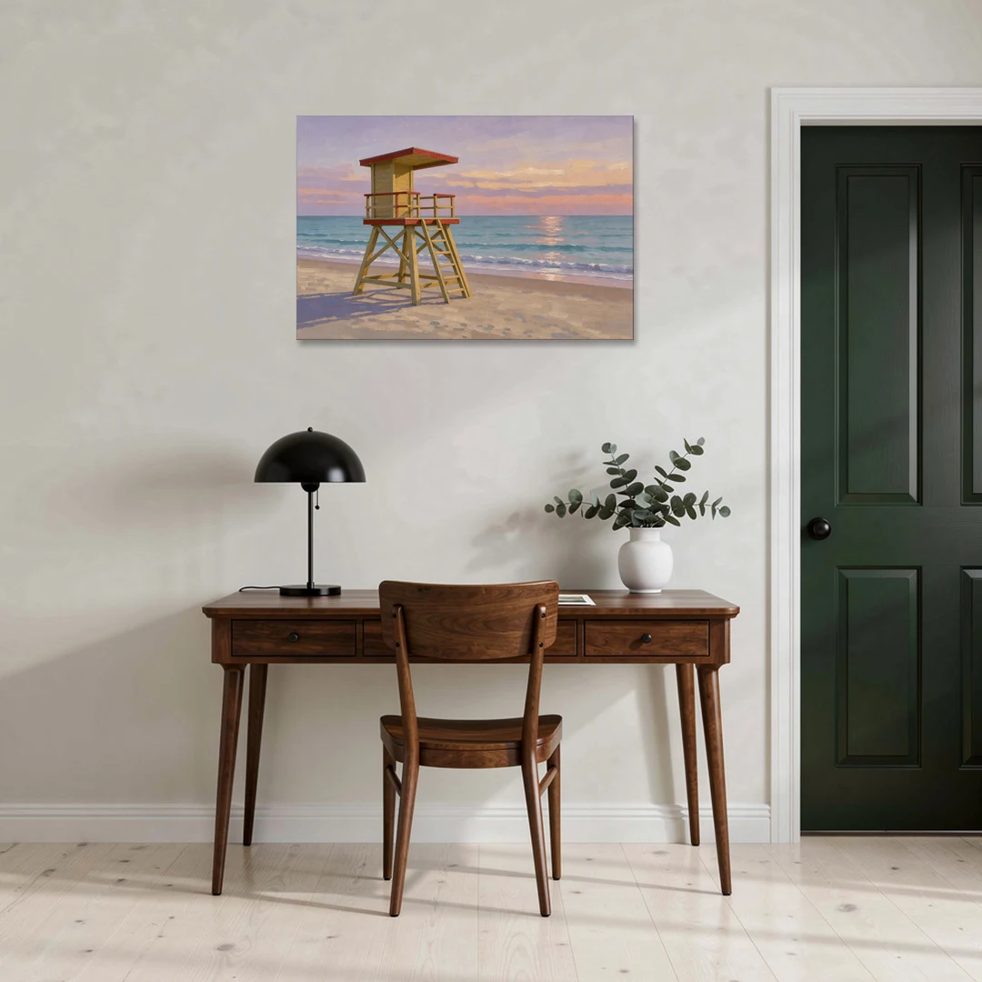 Beach Wall Art for Living Room with Lifeguard Stand - Canvas Wall Art - Office - 36x24