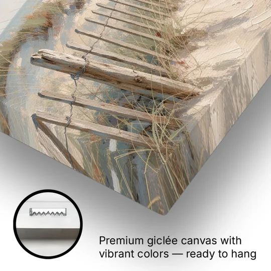 Beachy Wall Decor with a Weathered Dune Fence - Canvas Wall Art - Gallery Wrap Corner