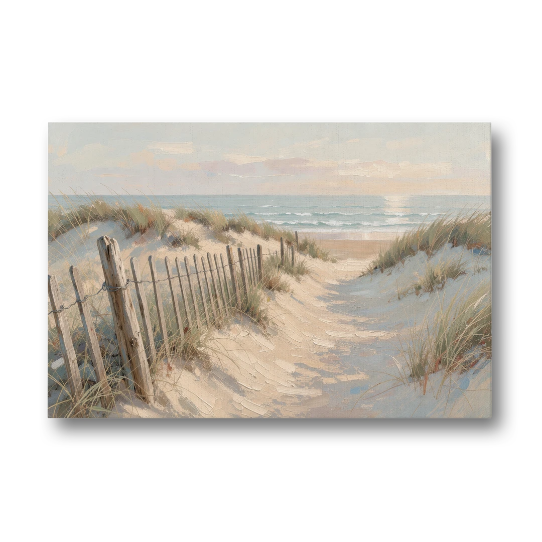 Beachy Wall Decor with a Weathered Dune Fence - Canvas Wall Art - Front