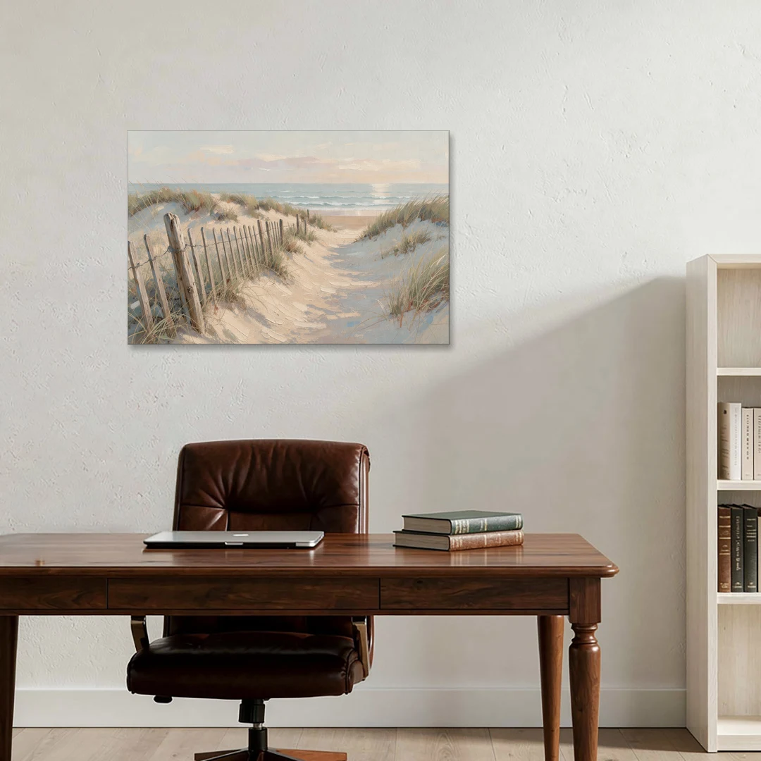 Beachy Wall Decor with a Weathered Dune Fence - Canvas Wall Art - Office - 36x24