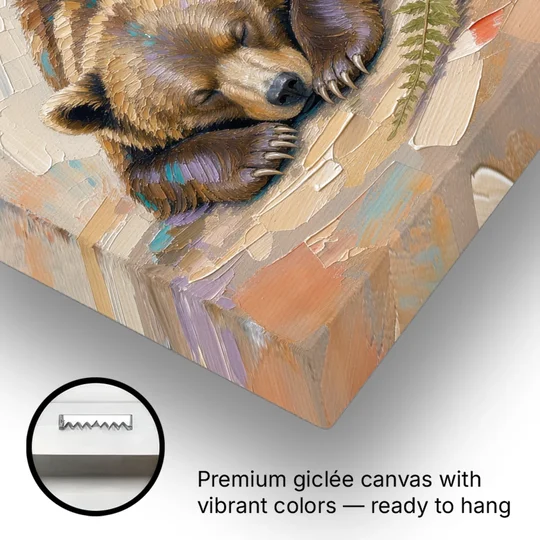 Bear Cub Painting Asleep on Its Paws - Canvas Wall Art - Gallery Wrap Corner