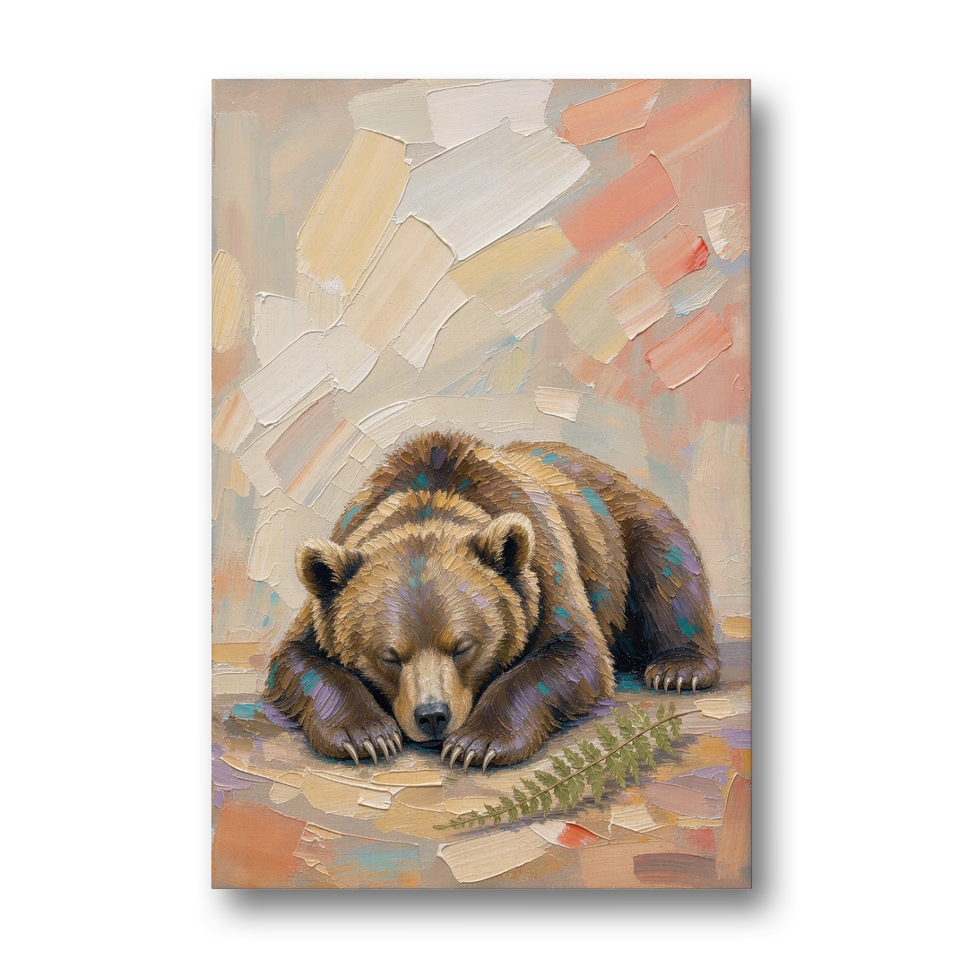 Bear Cub Painting Asleep on Its Paws - Canvas Wall Art - Front
