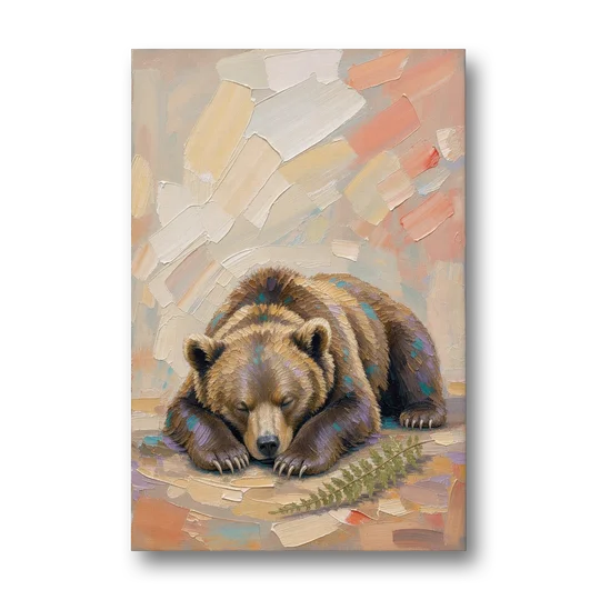 Bear Cub Painting Asleep on Its Paws - Canvas Wall Art - Front
