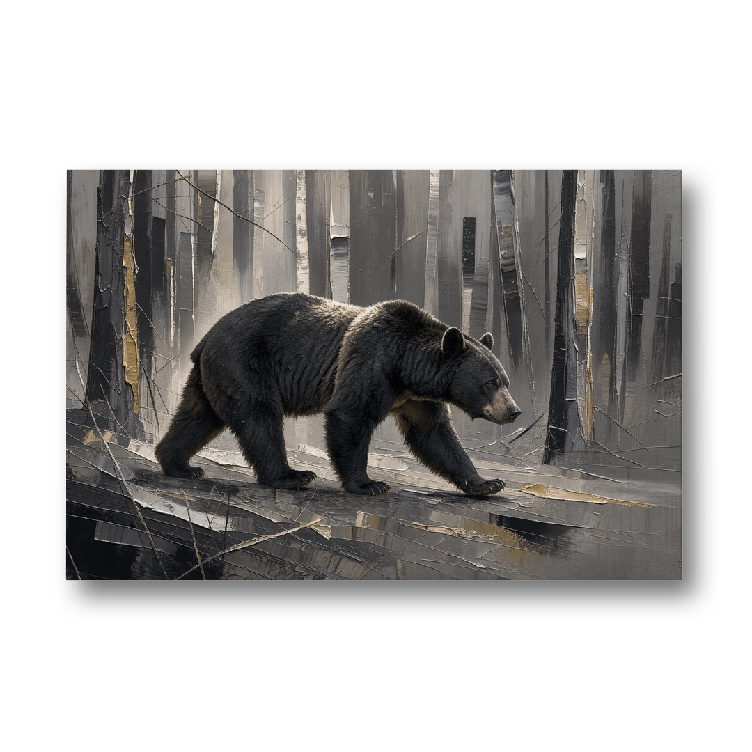 Bear Walking Through the Silver Woods - Canvas Wall Art - Front
