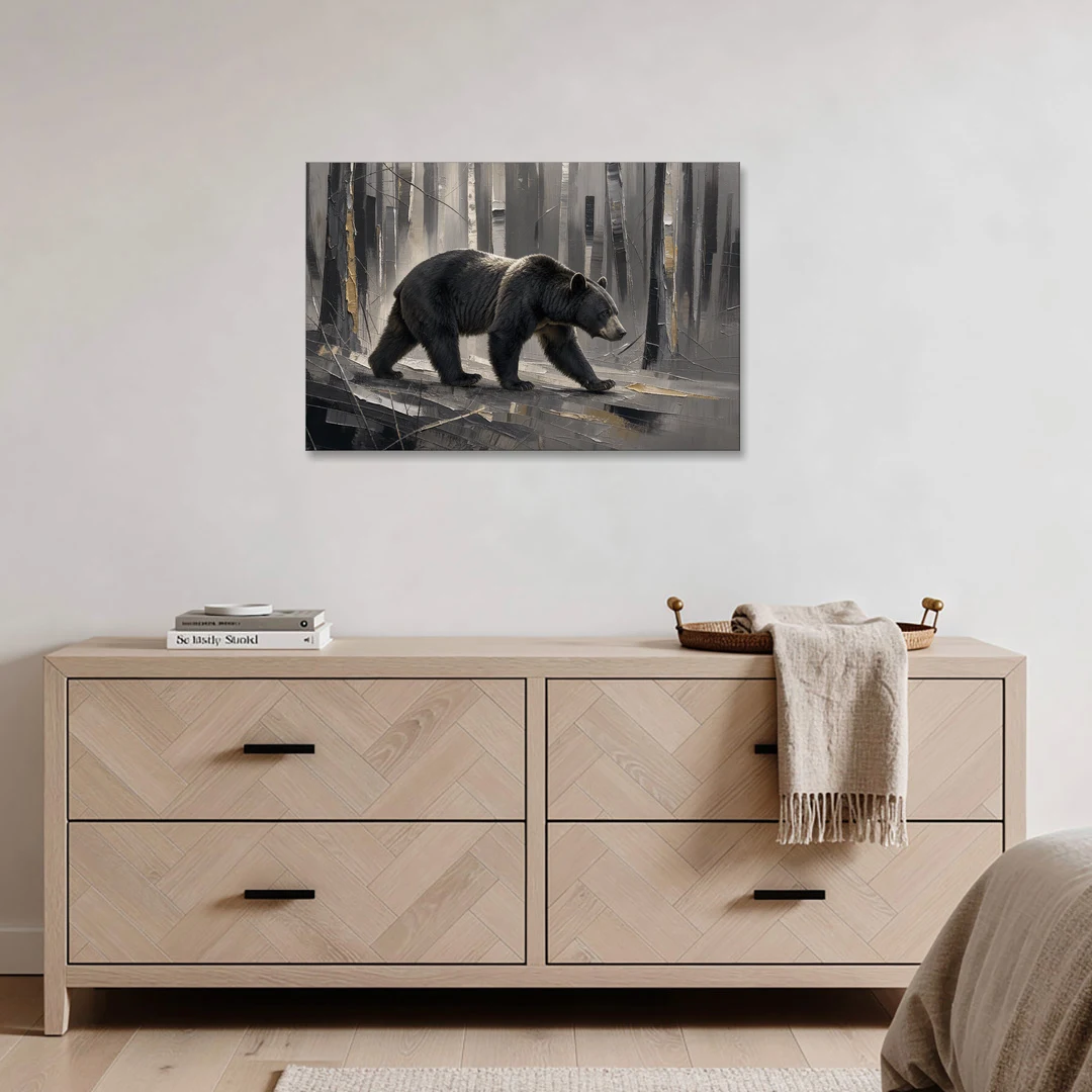Bear Walking Through the Silver Woods - Canvas Wall Art - Coffee Table - 36x24