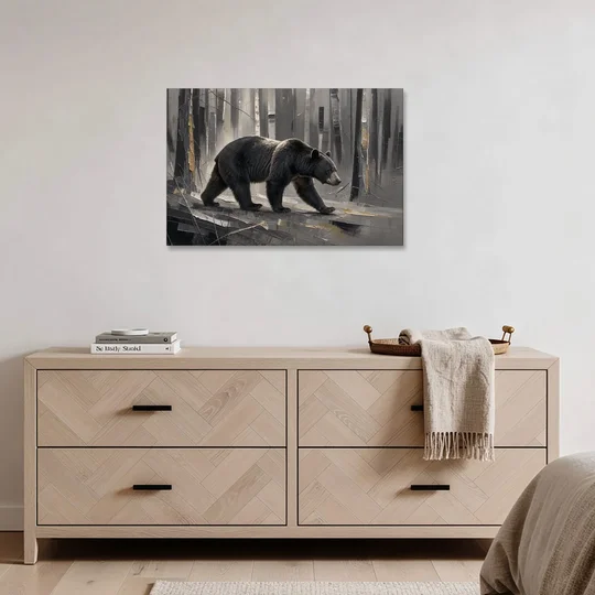 Bear Walking Through the Silver Woods - Canvas Wall Art - Coffee Table - 36x24