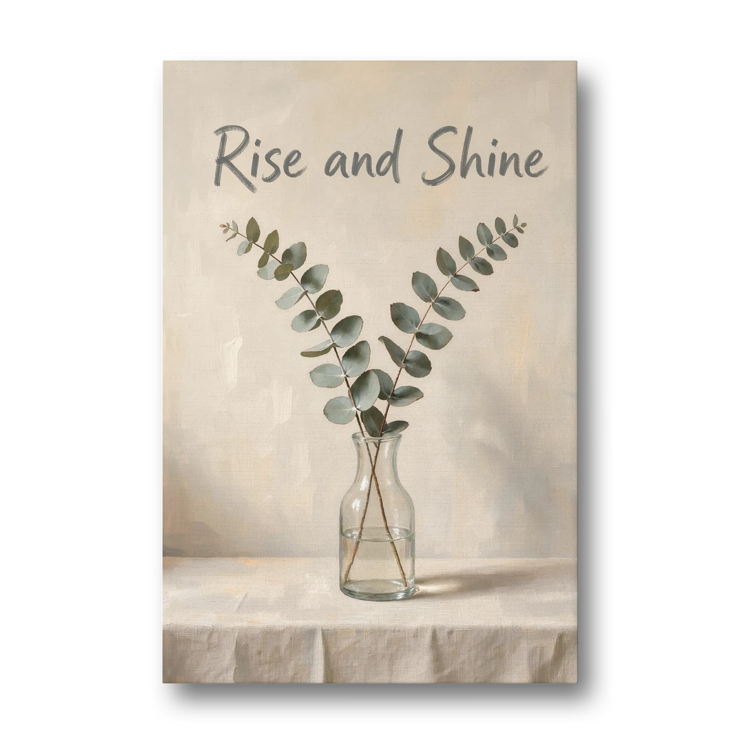 Bed and Breakfast Decor Rise and Shine Eucalyptus - Canvas Wall Art - Front