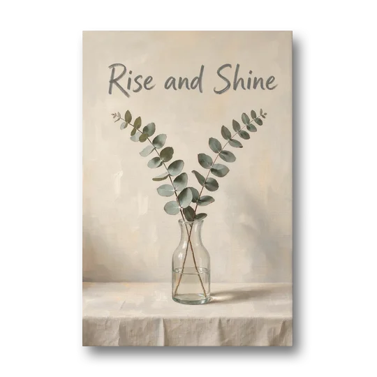 Bed and Breakfast Decor Rise and Shine Eucalyptus - Canvas Wall Art - Front