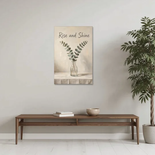 Bed and Breakfast Decor Rise and Shine Eucalyptus - Canvas Wall Art - Coffee Table - 24x36