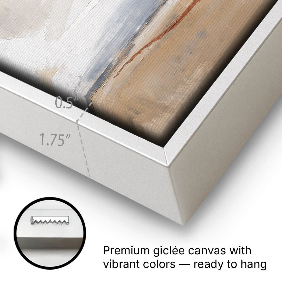 Bedroom Abstract Wall Art of Ochre Field - White Framed Canvas Wall Art - Gallery Wrap Corner