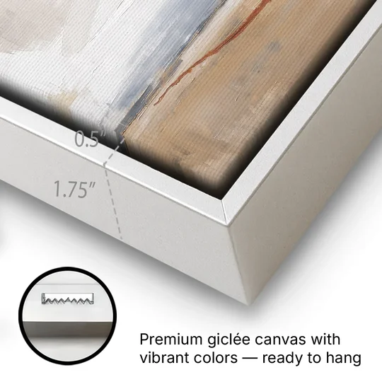Bedroom Abstract Wall Art of Ochre Field - White Framed Canvas Wall Art - Gallery Wrap Corner
