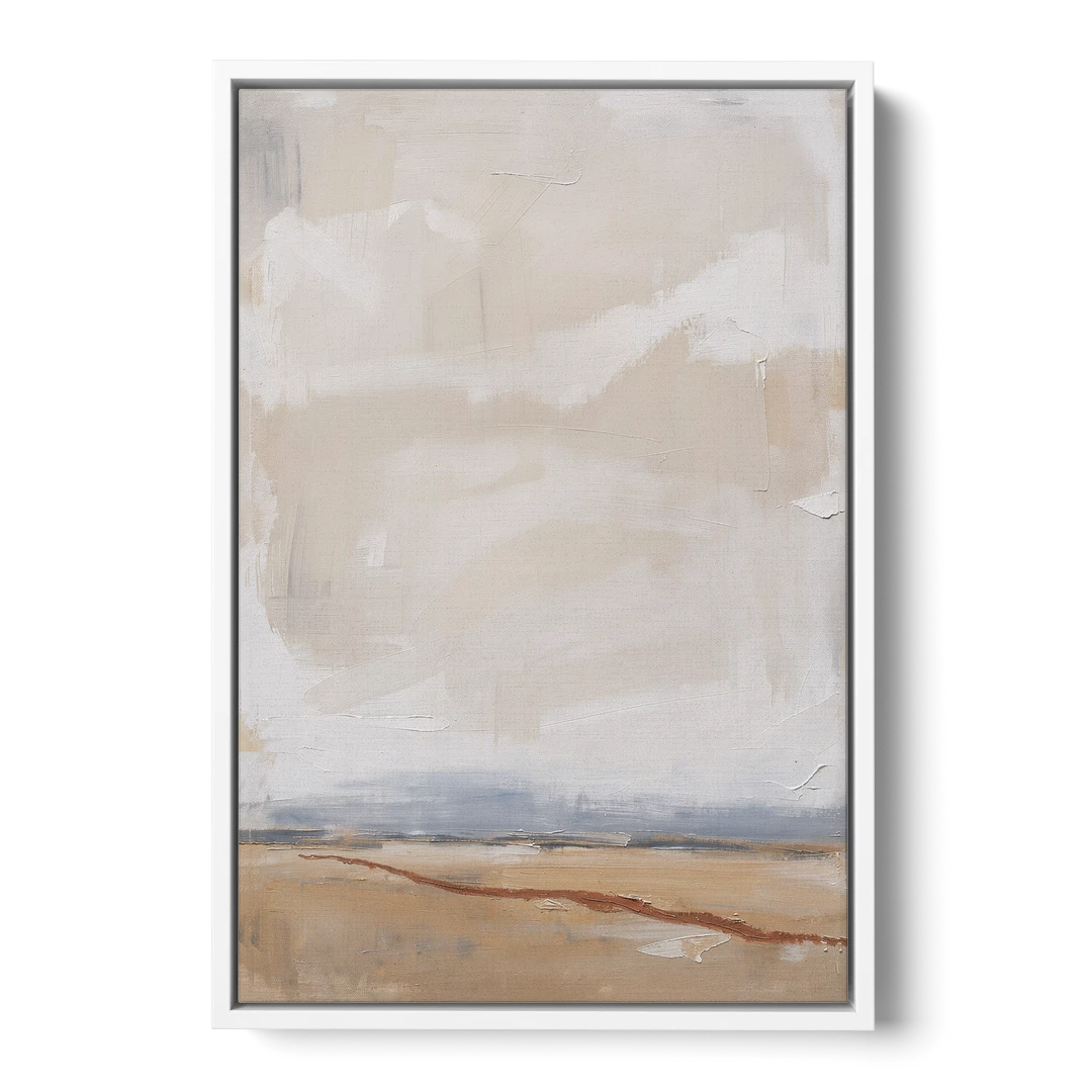 Bedroom Abstract Wall Art of Ochre Field - White Framed Canvas Wall Art - Front