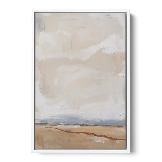 Bedroom Abstract Wall Art of Ochre Field - White Framed Canvas Wall Art - Front