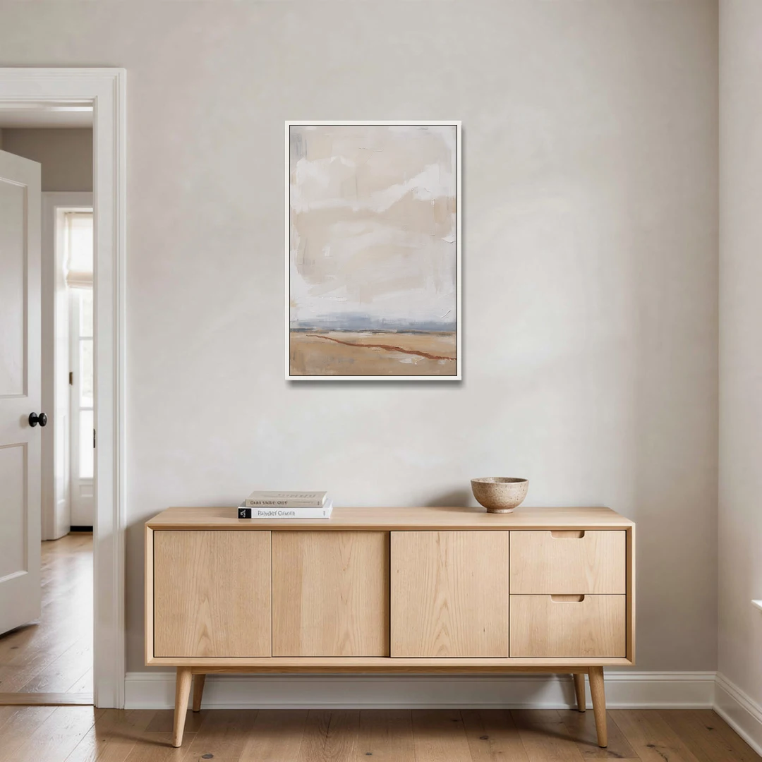 Bedroom Abstract Wall Art of Ochre Field - White Framed Canvas Wall Art - Coffee Table - 24x36