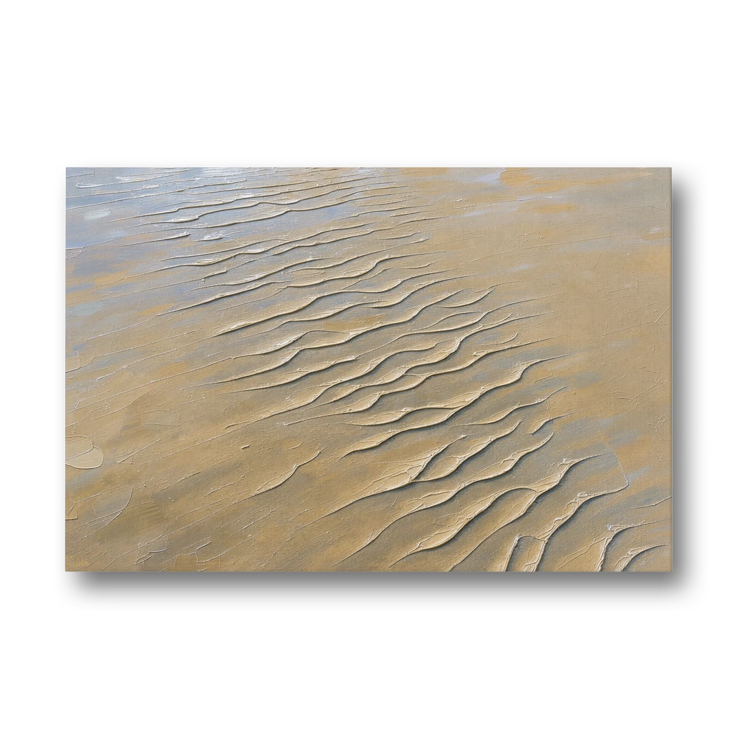 Beige Textured Wall Art of Rippled Tidal Sand - Canvas Wall Art - Front
