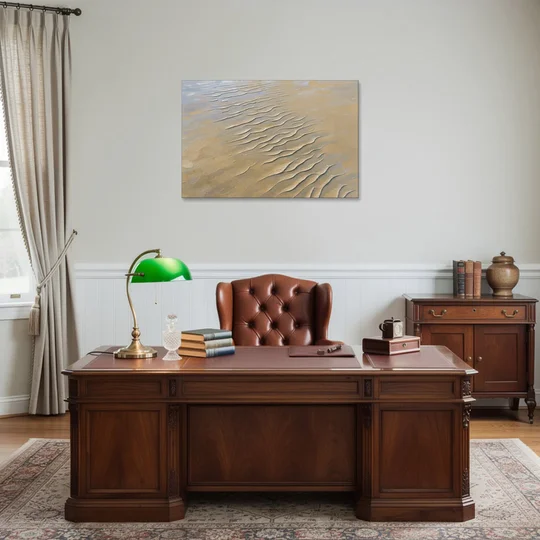 Beige Textured Wall Art of Rippled Tidal Sand - Canvas Wall Art - Office - 36x24