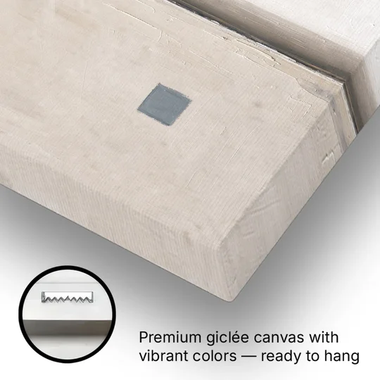 Beige Wall Art Fold with Slate Square - Canvas Wall Art - Gallery Wrap Corner