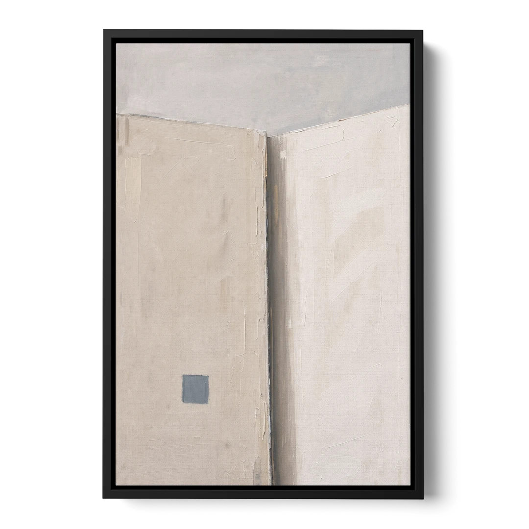 Beige Wall Art Fold with Slate Square - Black Framed Canvas Wall Art - Front