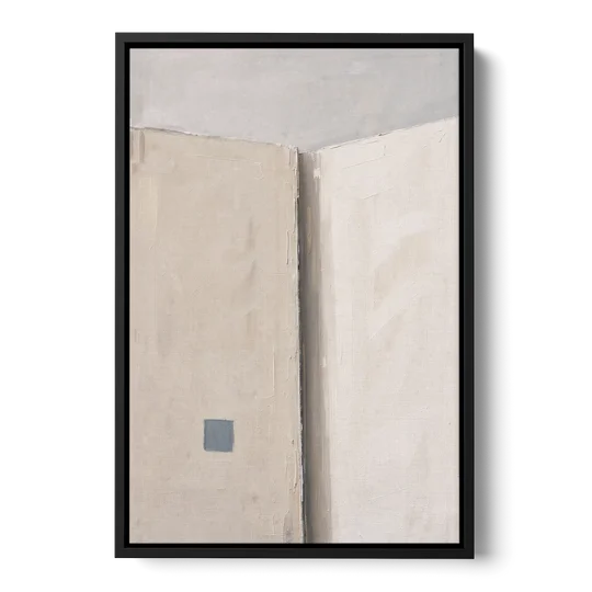Beige Wall Art Fold with Slate Square - Black Framed Canvas Wall Art - Front